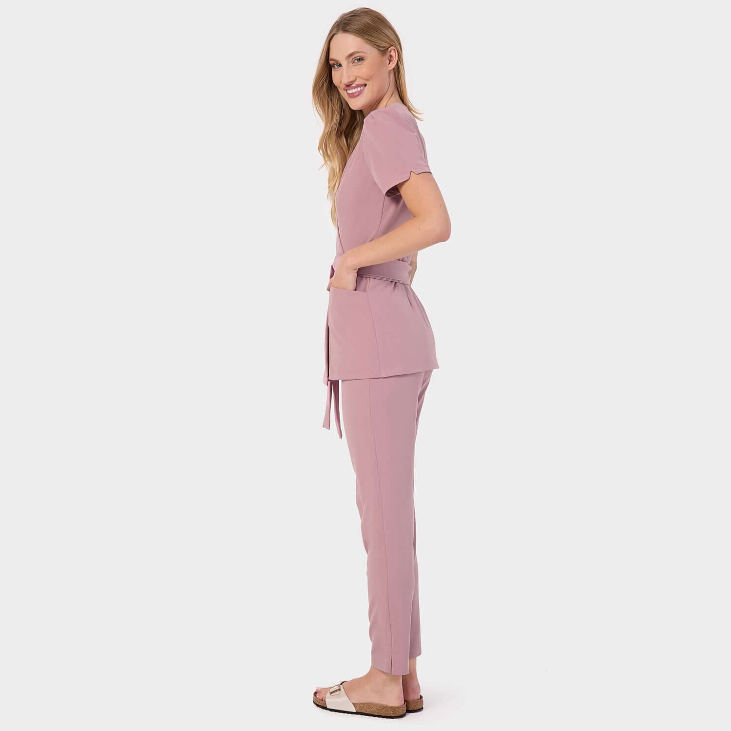 Zdravotnícka tunika na viazanie AMELIA - BLOSSOM PINK