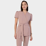 AMELIA tied medical apron - DUSTY PINK 