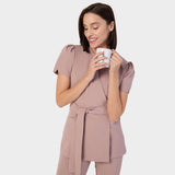 Zdravotnická halenka AMELIA s vázáním - DUSTY PINK