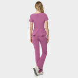 Bluza medyczna KIM w kolorze Berry Crush - taliowany fason z baskinką dla pracownic medycznych - Vena Uniformy