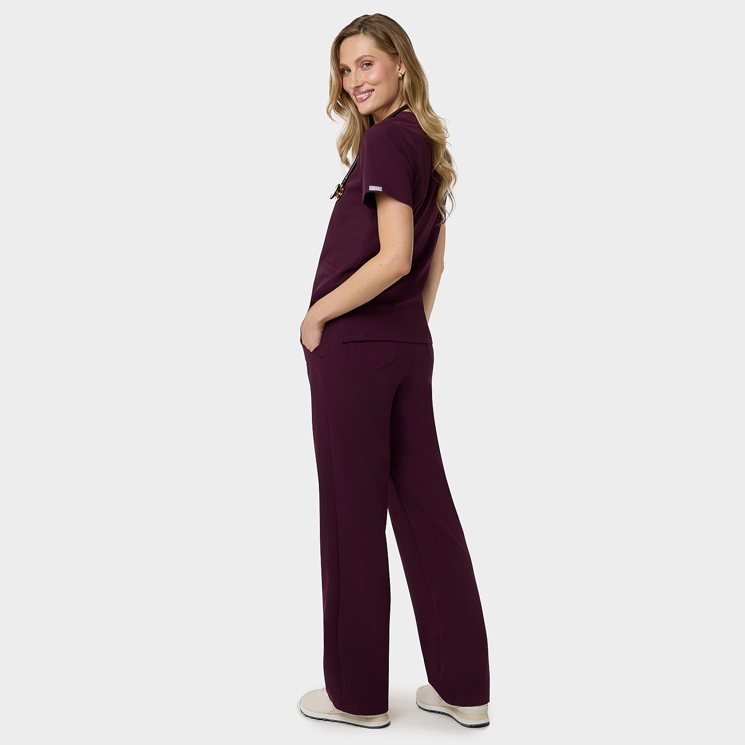 EMILY scrubs medical blouse - BURGUNDY
