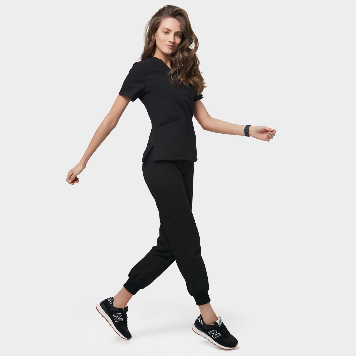 EMILY scrubs medical sweatshirt - BLACK
