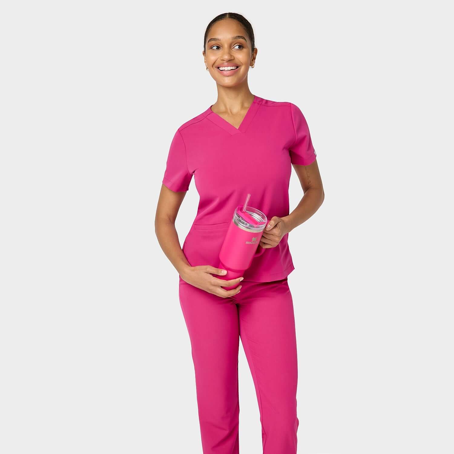 EMILY scrubs medical sweatshirt - RASPBERRY SORBET
