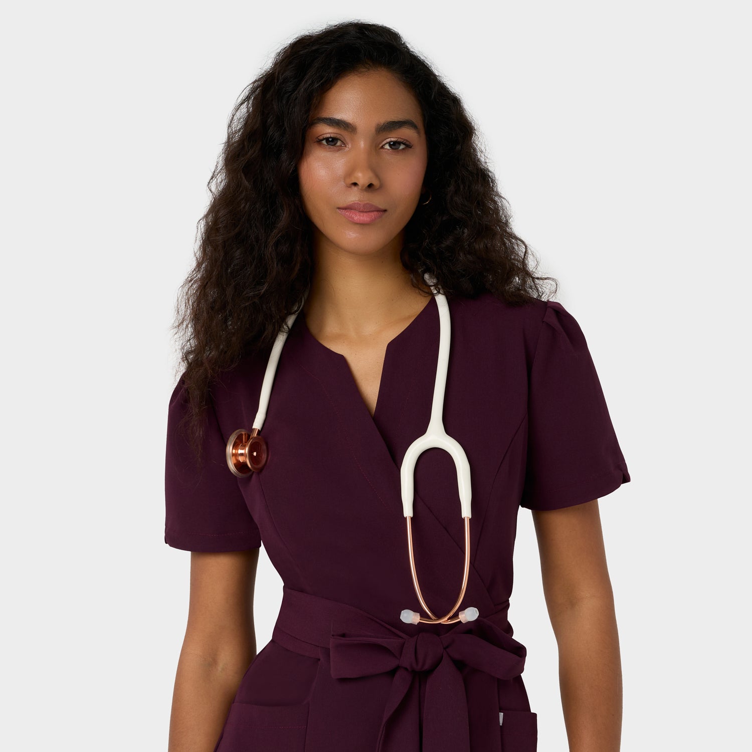 Zdravotnická halenka s vázáním AMELIA - BURGUNDY