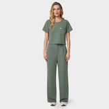 Spodnie medyczne Aura Eucalyptus Green - kobiece, modne, do bluzy medycznej - Vena Uniformy