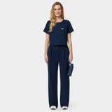 Spodnie medyczne Aura Navy - kobiece, modne, do bluzy medycznej - Vena Uniformy