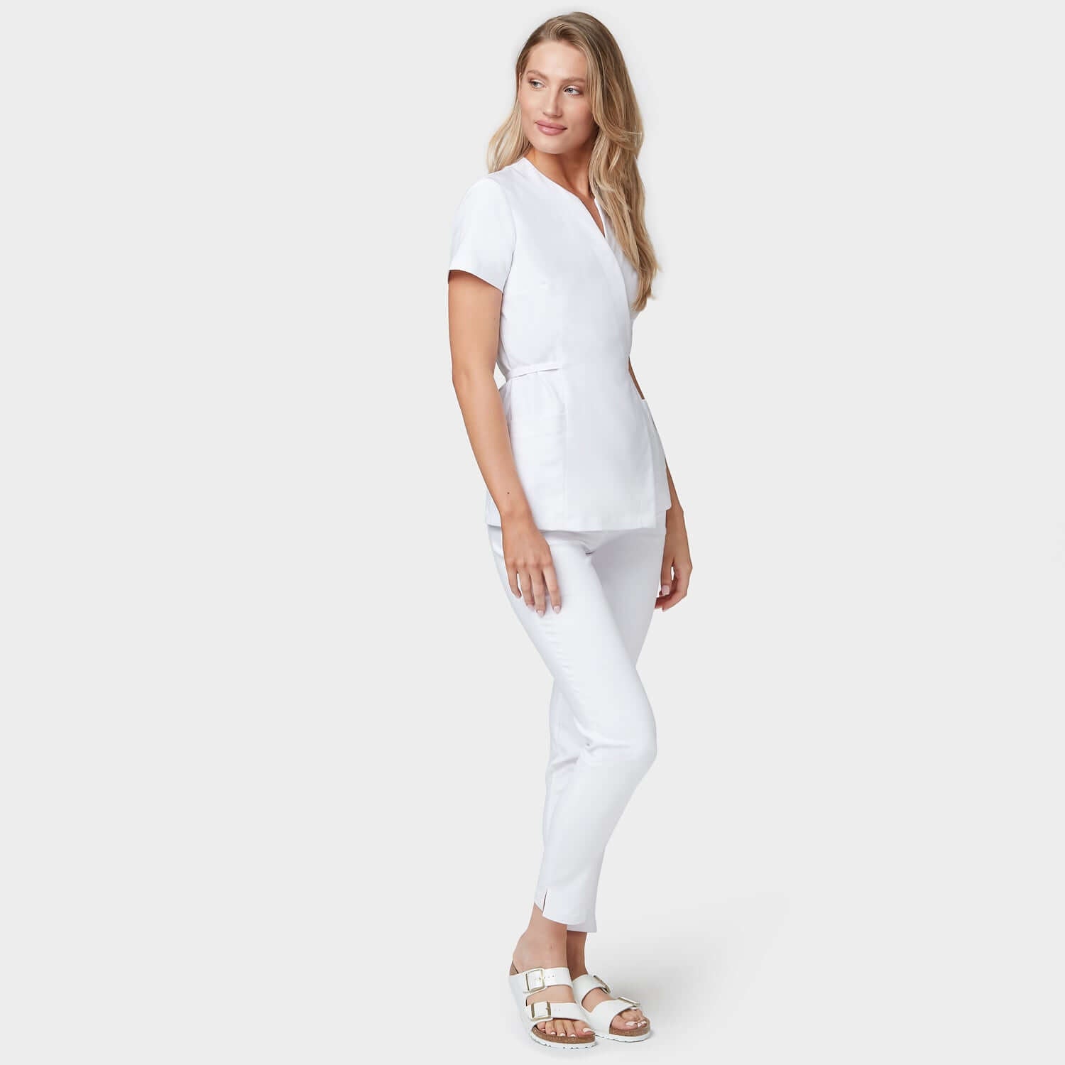 Zdravotnícka tunika na viazanie KATE - WHITE