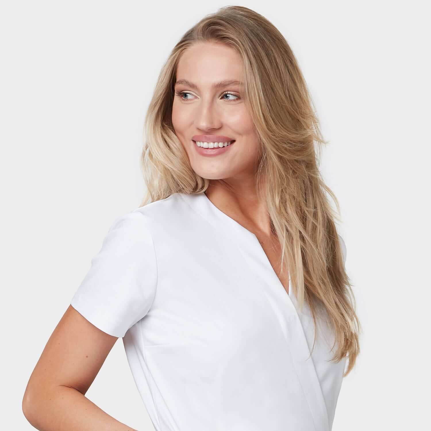 Zdravotnícka tunika na viazanie KATE - WHITE