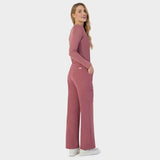 Women's wide medical trousers - WILD ROSE