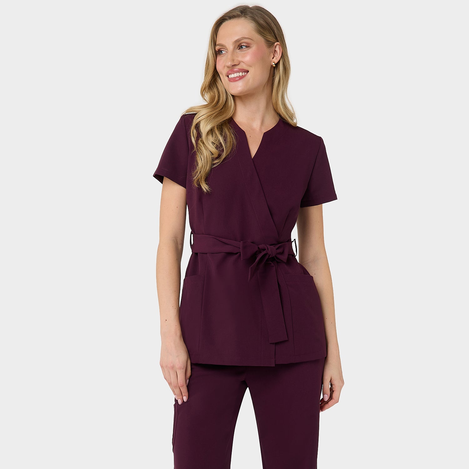 Zdravotnická halenka SOPHIA s vázáním - BURGUNDY
