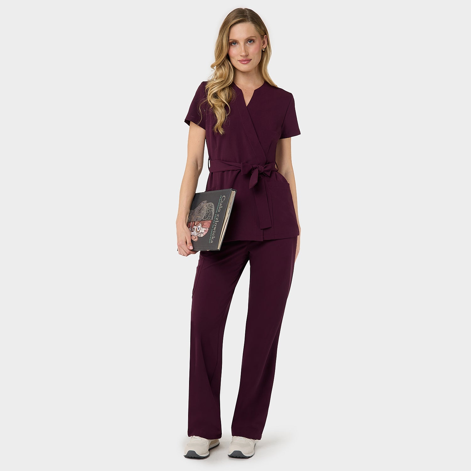 Zdravotnická halenka SOPHIA s vázáním - BURGUNDY