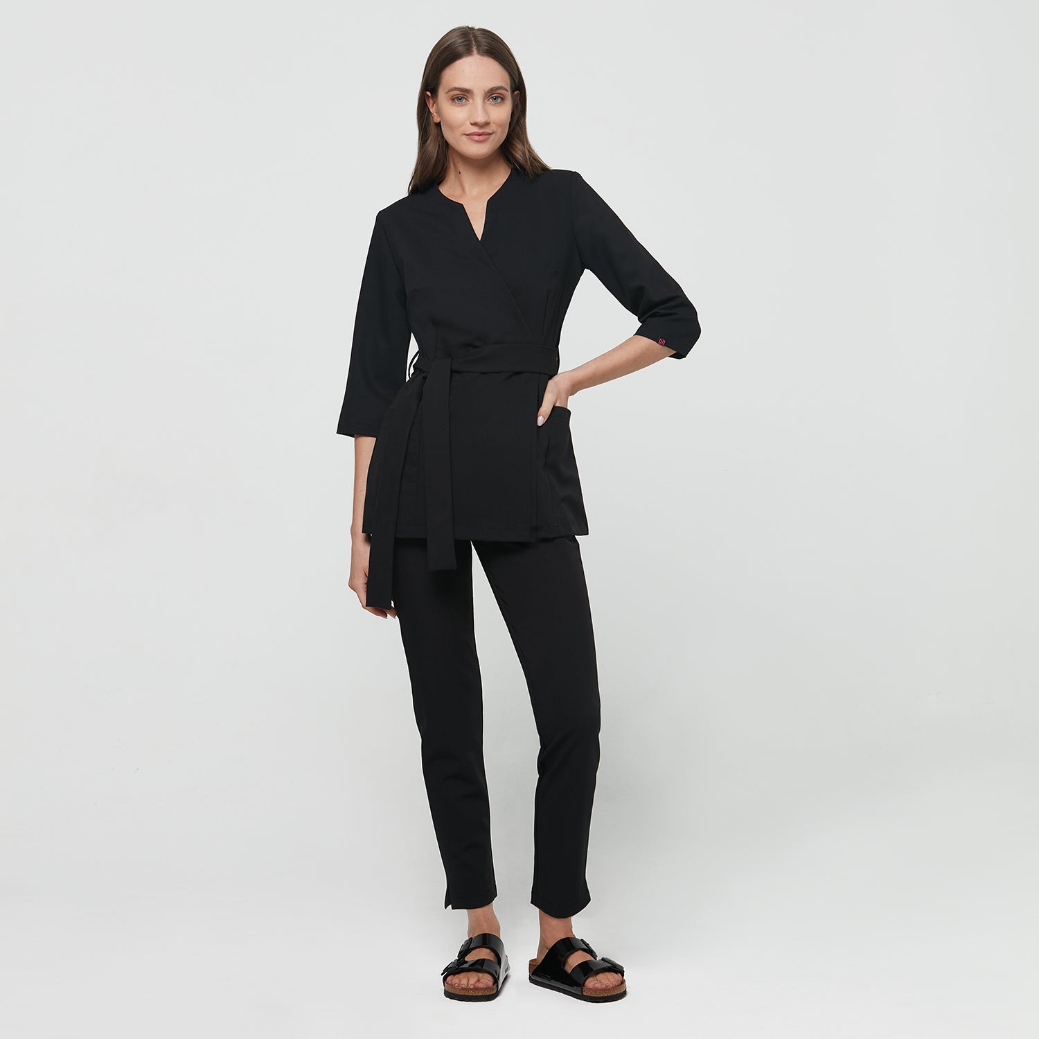 SOPHIA medical apron, 3/4 sleeves - BLACK 