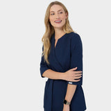 Zdravotnícka tunika na viazanie SOPHIA s rukávmi 3/4 - NAVY