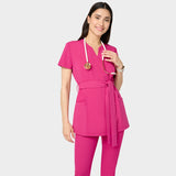SOPHIA tied medical apron - RASPBERRY SORBET 