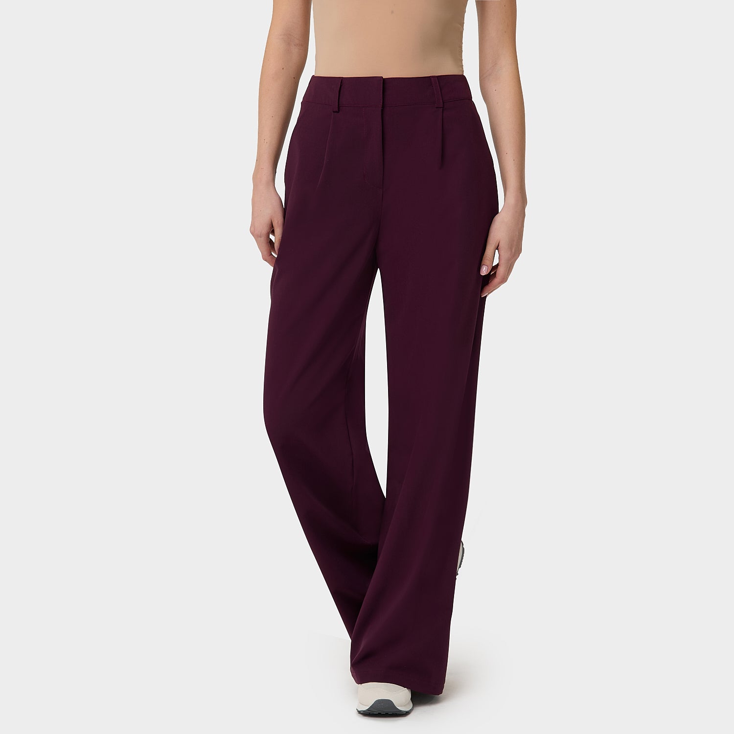 Spodnie medyczne Aura Burgundy - kobiece, modne, do bluzy medycznej - Vena Uniformy