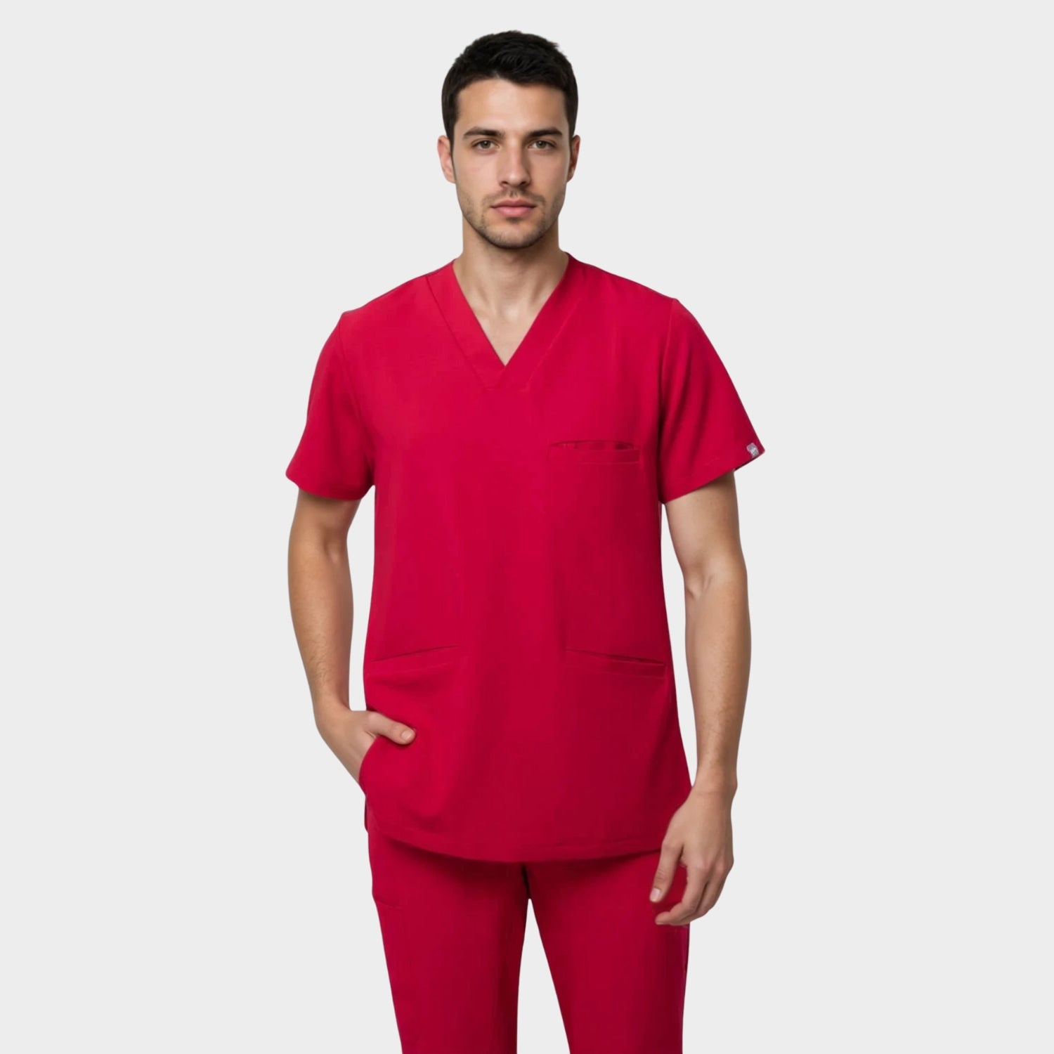 Men's medical blouse LOGAN - RED CHERRY